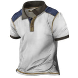Plus Size Men's Vintage Color Contrast Polo Collar T-Shirt