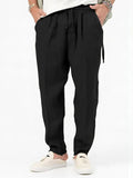 Linen Pants Loose Plus Size Men's Plain Pocket Casual Beach Pants