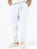 Linen Pants Loose Plus Size Men's Plain Pocket Casual Beach Pants