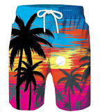 Men's Bathing Suit Board Shorts Swim Shorts Swim Trunks Summer Shorts Pocket Drawstring with Mesh lining Coconut Tree Print Quick Dry Short Daily Holiday Hawaiian Casual 1 2 Micro-elastic