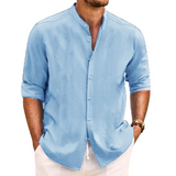 MEN'S CASUAL SOLID COLOR ROUND NECK LONG SLEEVE SHIRT
