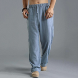 MEN'S CASUAL LOOSE COTTON LINEN BREATHABLE ELASTIC WAIST TROUSERS