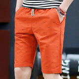 Men's Linen Shorts Casual Elastic Waist Drawstring Summer Beach Shorts