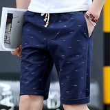 Men's Linen Shorts Casual Elastic Waist Drawstring Summer Beach Shorts