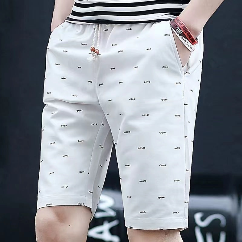 Men's Linen Shorts Casual Elastic Waist Drawstring Summer Beach Shorts