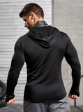 Men Drawstring Hooded Sports Sweatshirt