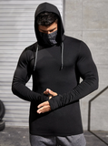 Men Drawstring Hooded Sports Sweatshirt