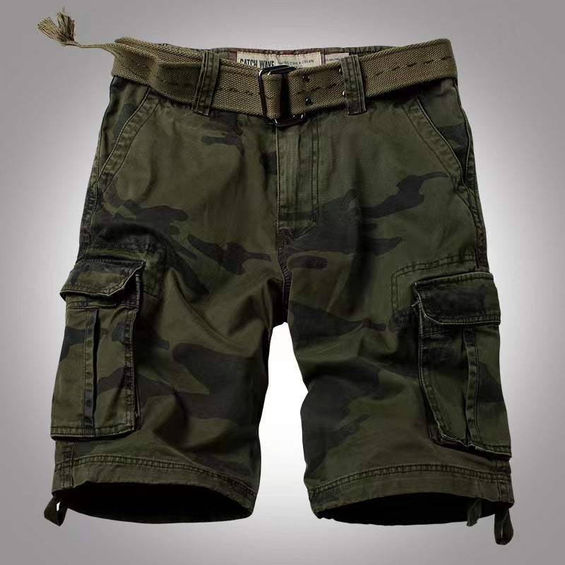 Men's Cargo Shorts Relaxed Fit Camo Short Outdoor Multi-Pocket Cotton Work Casual Shorts with No Belt