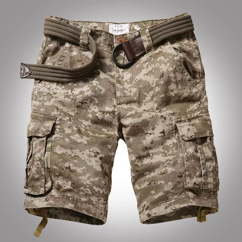 Men's Cargo Shorts Relaxed Fit Camo Short Outdoor Multi-Pocket Cotton Work Casual Shorts with No Belt
