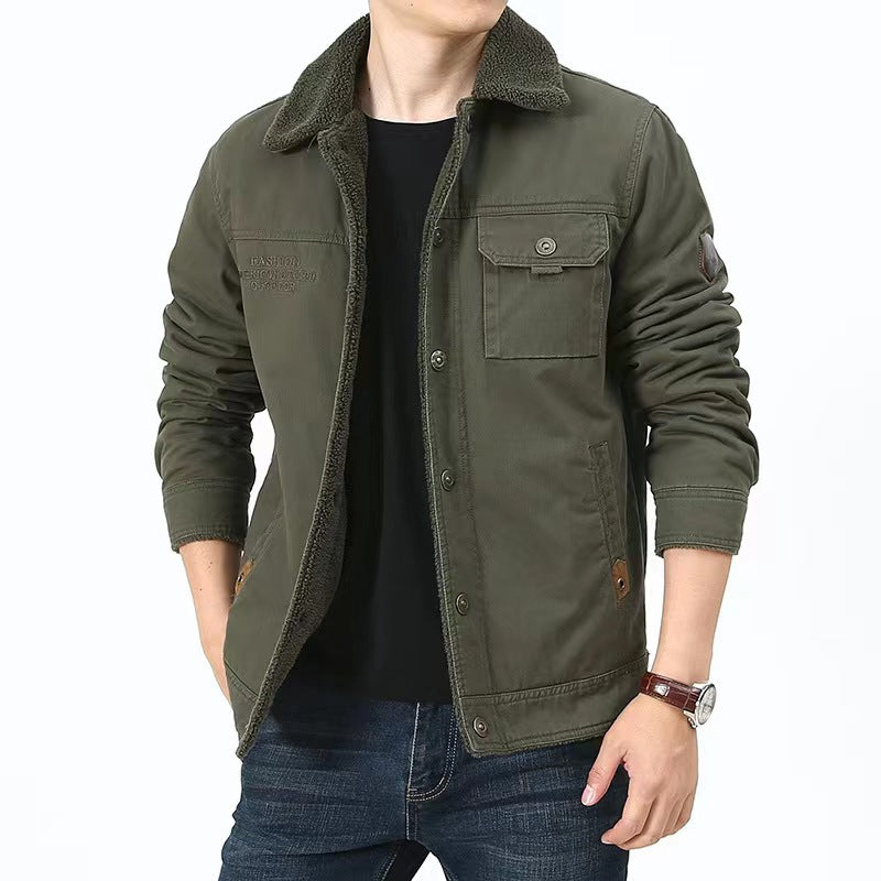 Men's Corduroy Thickened Warm Jacket Casual Coat Autumn Winter