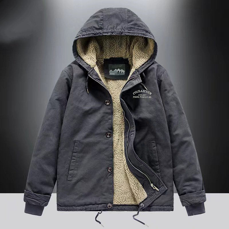 Men's Autumn & Winter Outdoor Casual Checked Hooded Jacket