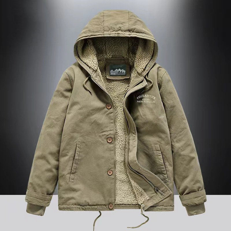 Men's Autumn & Winter Outdoor Casual Checked Hooded Jacket