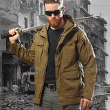 Men's Mid-Length Tactical Waterproof And Oil-proof Outdoor Hooded Jacket