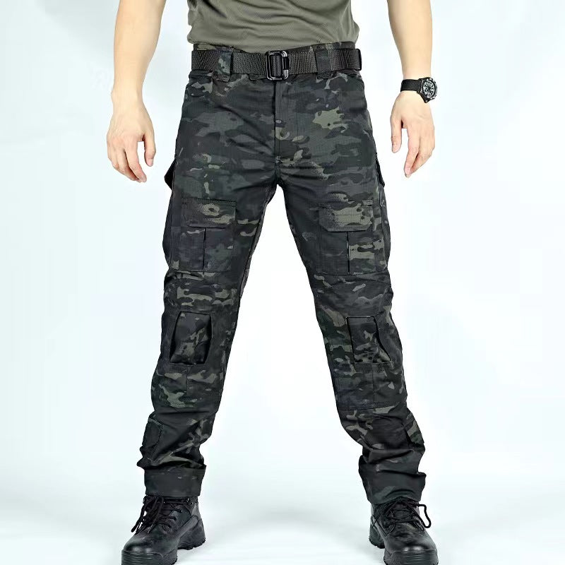 Men's Hiking Pants, Ripstop Camo Cargo Pants, Multi-Pocket Casual Work Pants
