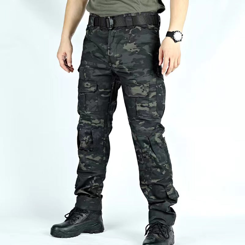 Men's Hiking Pants, Ripstop Camo Cargo Pants, Multi-Pocket Casual Work Pants