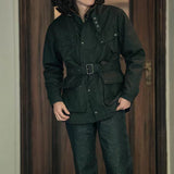 Men's Vintage Oil-Waxed Jacket Outdoor Mutil-Pocket Windproof Waterproof Coat