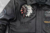 Men's Embroidered Bomber Flight Leather Jacket