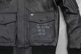 Men's Embroidered Bomber Flight Leather Jacket