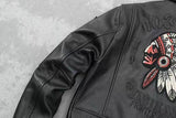 Men's Embroidered Bomber Flight Leather Jacket