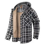 Men's Outdoor Vintage Plaid Fleece Warm Lapel Jacket