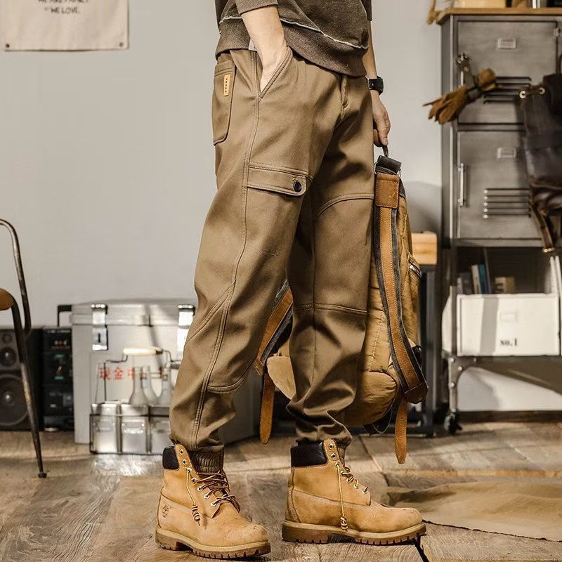 Men's Casual Retro American Loose Straight Cargo Pants Harem Pants