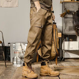 Men's Casual Retro American Loose Straight Cargo Pants Harem Pants