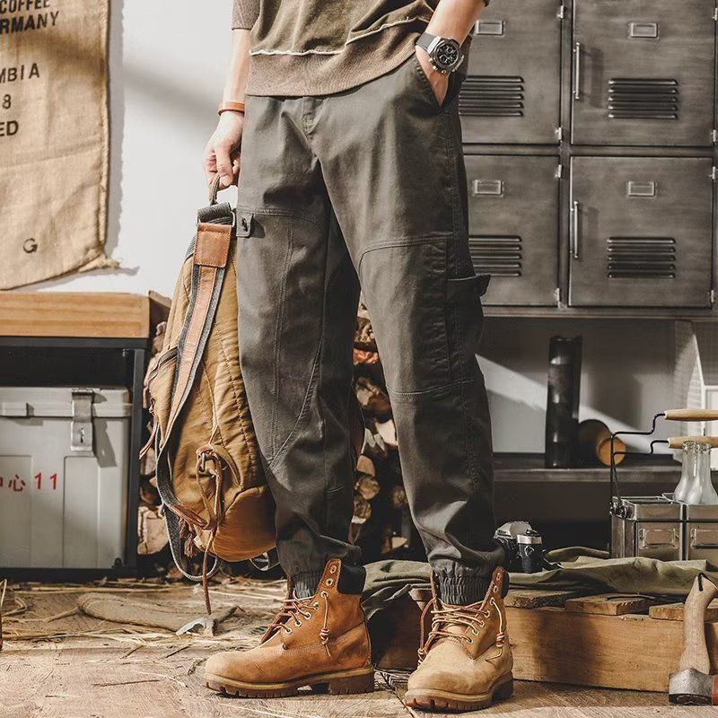 Men's Casual Retro American Loose Straight Cargo Pants Harem Pants