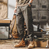 Men's Casual Retro American Loose Straight Cargo Pants Harem Pants