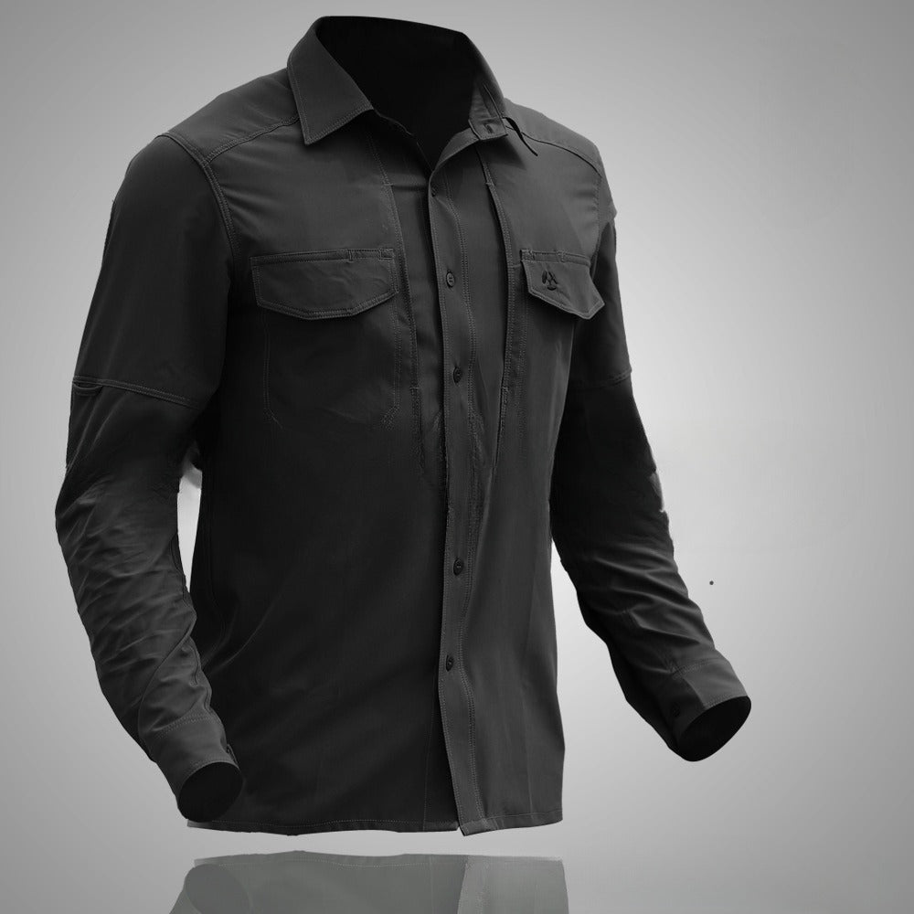 Men's Tactical Long Sleeve Shirt: Ultra-Thin, Breathable, Quick Dry, Multi-Pocket