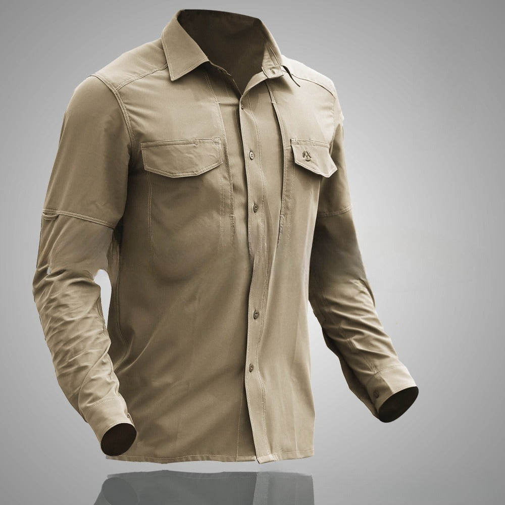 Men's Tactical Long Sleeve Shirt: Ultra-Thin, Breathable, Quick Dry, Multi-Pocket