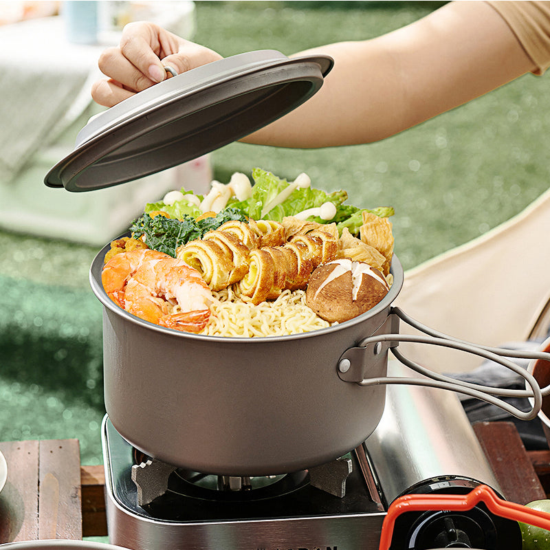 Titanium Camping Cookware Set – Ultralight Portable Pot, Kettle & Frying Pan