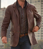 Men's Zipped Leather Jacket