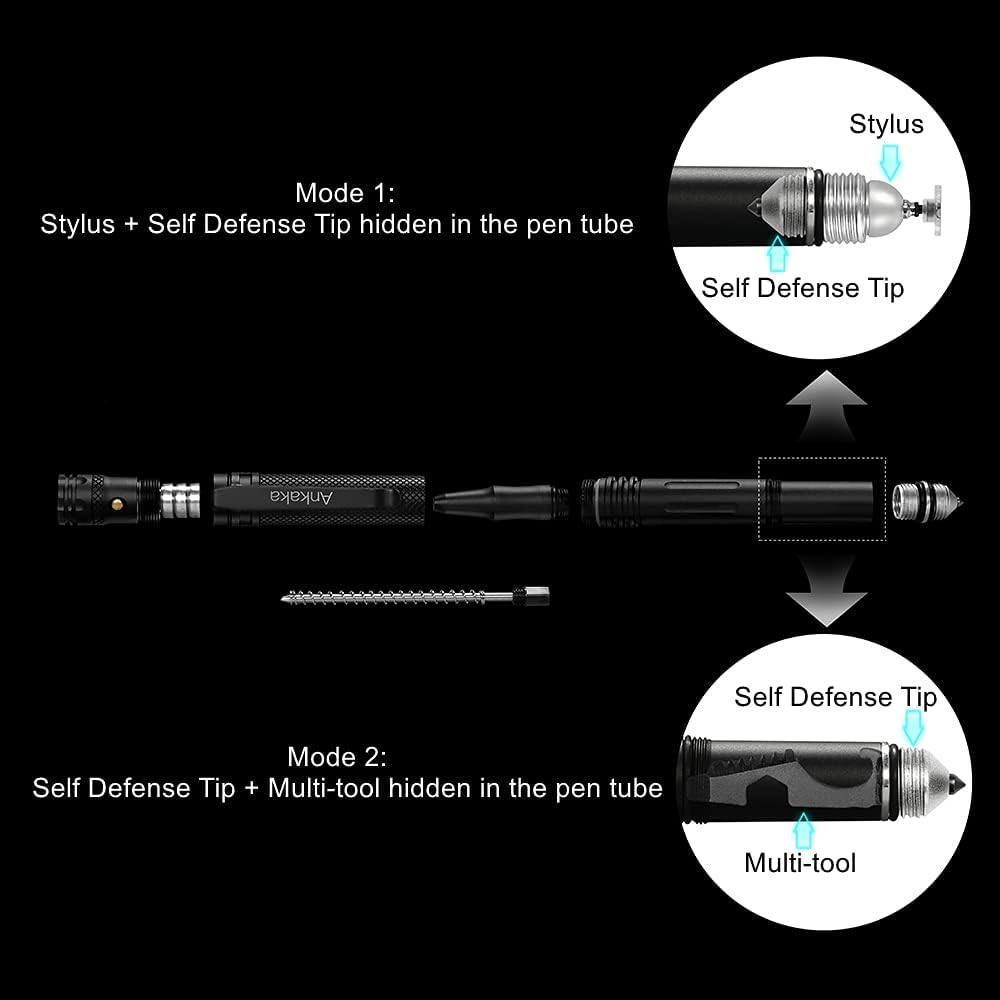 Durable Tactical Pen with Tungsten Tip, Flashlight & Survival Tools for Self Defense