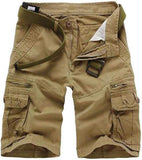 Men's Lightweight Multi Pocket Cotton Casual Cargo Shorts,Outdoor Twill Camo Shorts with Zipper Pockets(No Belt)