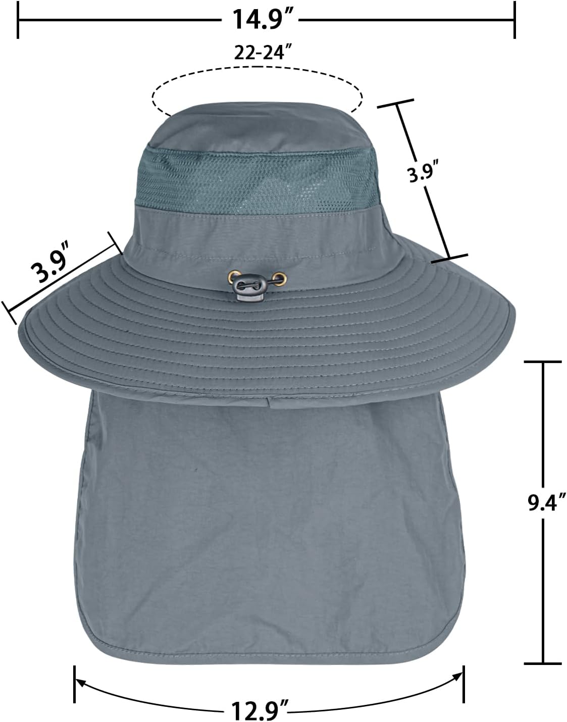Sun Hats for Men & Women – UPF 50+ Wide Brim Fishing Hat with Neck Flap, Breathable UV Protection Safari Hat