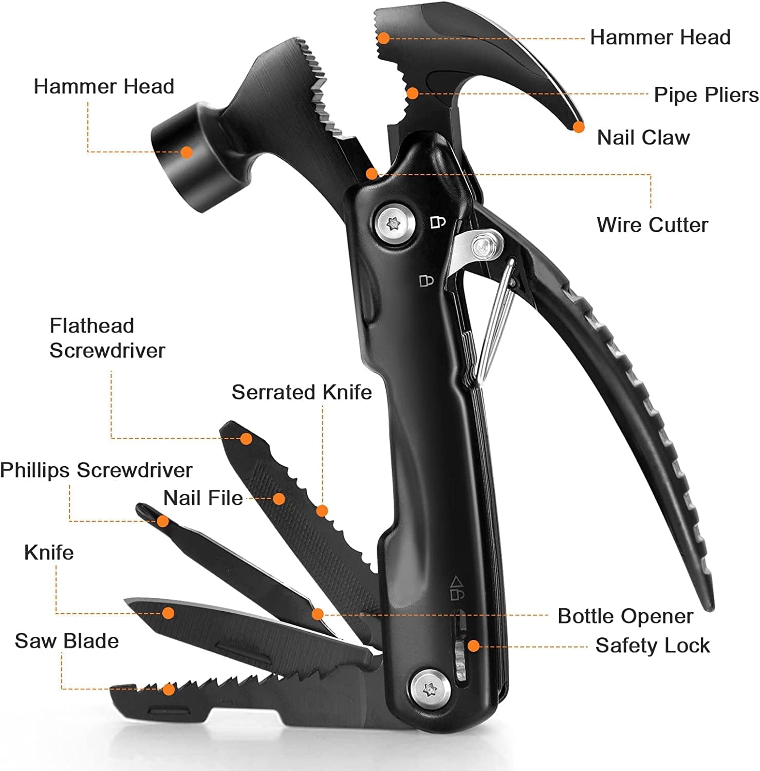 Multitool Hammer,12 in 1 Mini Hammer Multitool