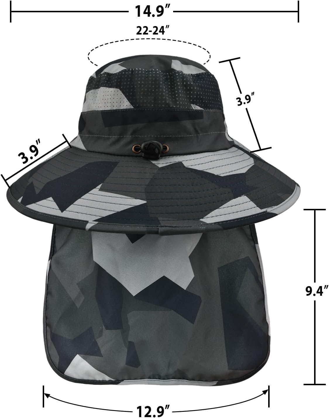 Sun Hats for Men & Women – UPF 50+ Wide Brim Fishing Hat with Neck Flap, Breathable UV Protection Safari Hat