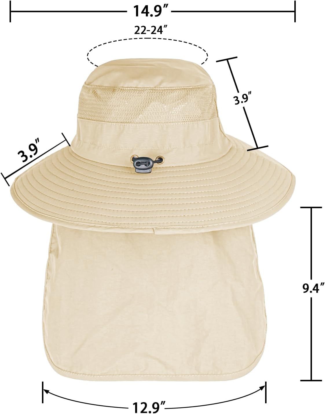 Sun Hats for Men & Women – UPF 50+ Wide Brim Fishing Hat with Neck Flap, Breathable UV Protection Safari Hat