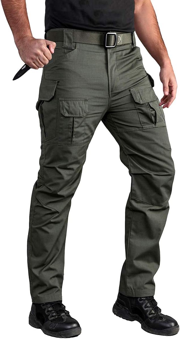 Gear Men's Tactical Cargo Pants Waterpoof Lightweight Rip Stop EDC Military Combat Trousers