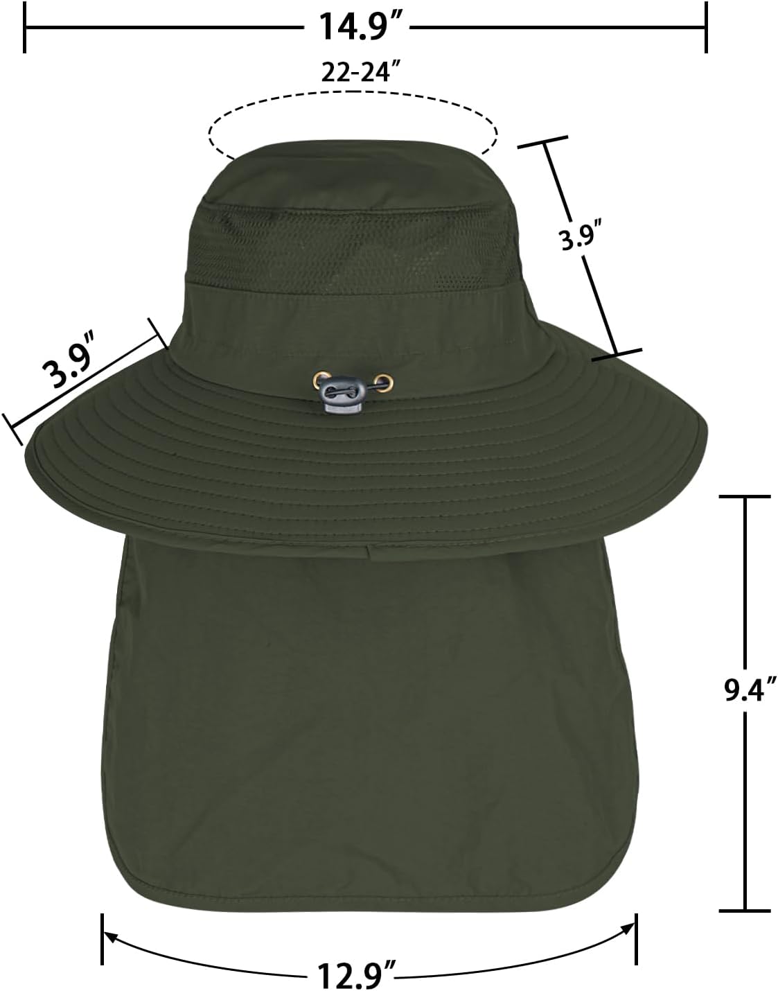 Sun Hats for Men & Women – UPF 50+ Wide Brim Fishing Hat with Neck Flap, Breathable UV Protection Safari Hat