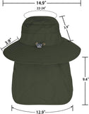 Sun Hats for Men & Women – UPF 50+ Wide Brim Fishing Hat with Neck Flap, Breathable UV Protection Safari Hat