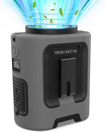 Portable Waist Fan – 4 Speeds, 13000RPM Airflow, Rechargeable Wearable Fan for Outdoor & Work