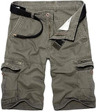 Men's Lightweight Multi Pocket Cotton Casual Cargo Shorts,Outdoor Twill Camo Shorts with Zipper Pockets(No Belt)