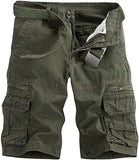 Men's Lightweight Multi Pocket Cotton Casual Cargo Shorts,Outdoor Twill Camo Shorts with Zipper Pockets(No Belt)