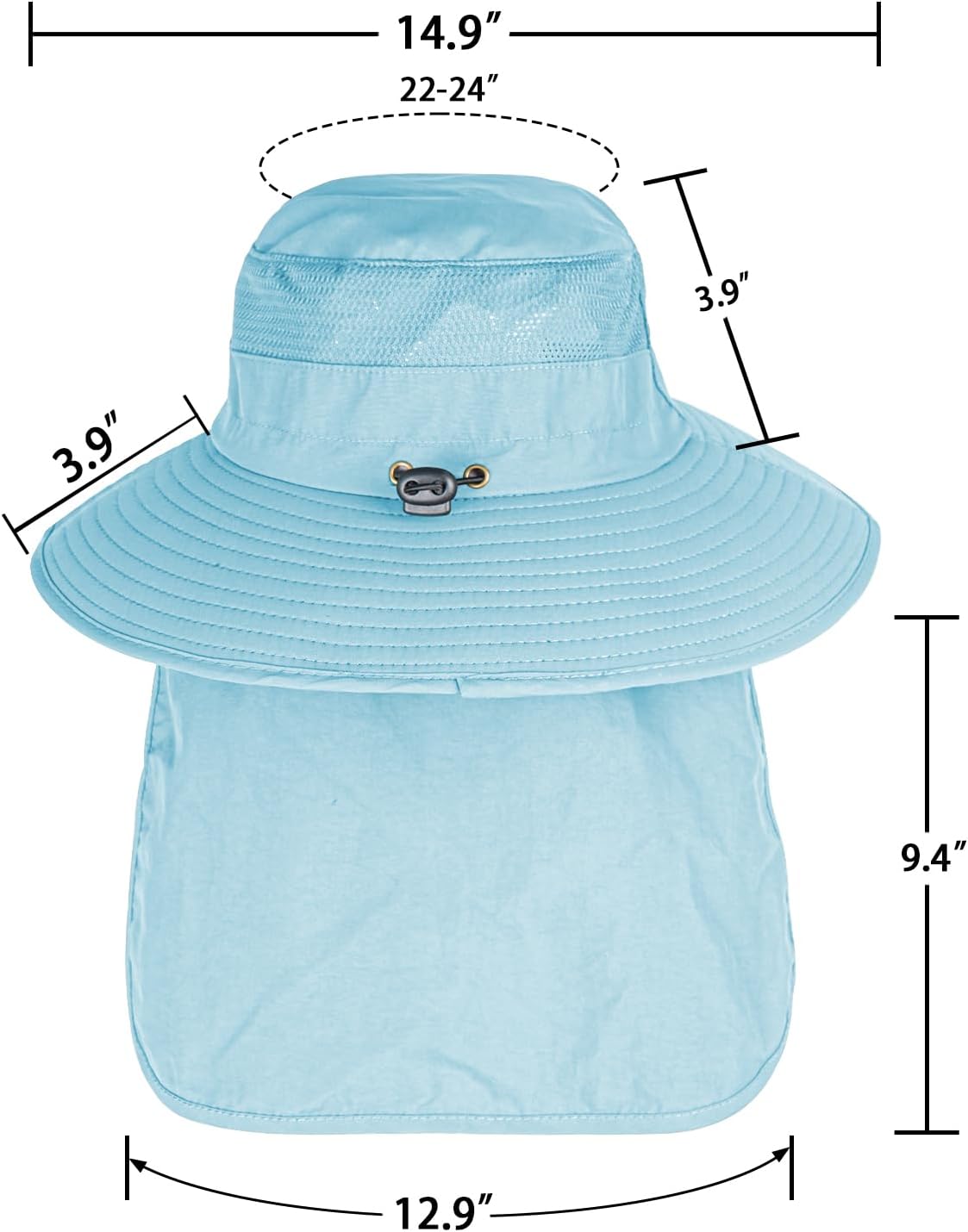 Sun Hats for Men & Women – UPF 50+ Wide Brim Fishing Hat with Neck Flap, Breathable UV Protection Safari Hat