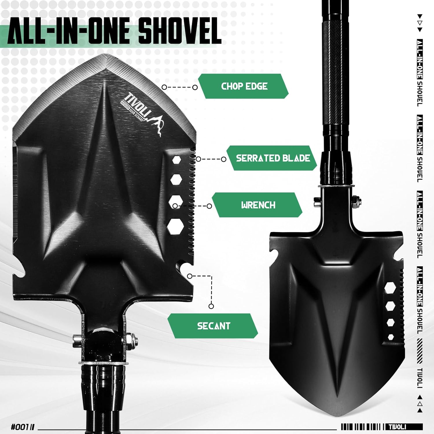 Folding Camping Shovel Kit – Multifunctional Tactical Survival Shovel with Manganese Steel & Storage Case