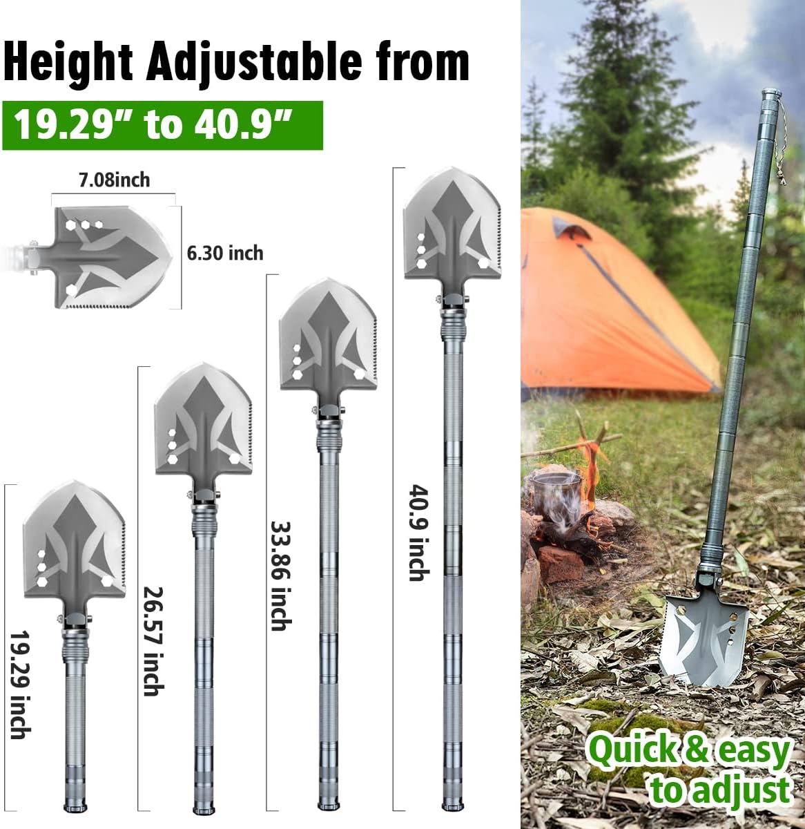 Multifunctional Folding Tactical Shovel Set With Flashlight
