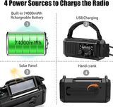 Hand Crank Emergency Radio, Solar Powered NOAA Weather Radio with Flashlight, Phone Charger & SOS Alarm