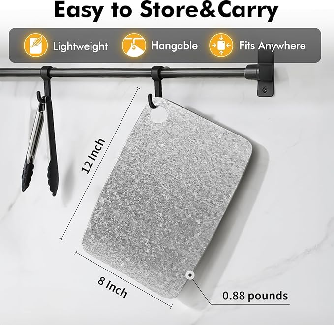 100% Pure Titanium Cutting Board – Antibacterial, Double-Sided, Dishwasher Safe, 12"x8" Lightweight Chopping Board for Kitchen & Outdoor