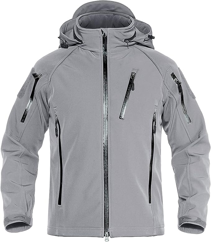 Men's Special Ops Tactical Jacket Water-Resistant Softshell Hiking Detachable Hoodie Fleece Jacket